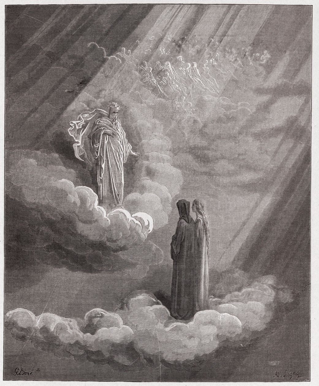 Az isteni színjáték (La Divina Commedia, La Divine Comedie), Paradiso, 16. ének: Cacciaguida lelke Firenzéről beszél - Dante Alighieri (1265-1321) - Illusztráció: Gustave Dore (1832-1883) alkotó: Gustave Dore