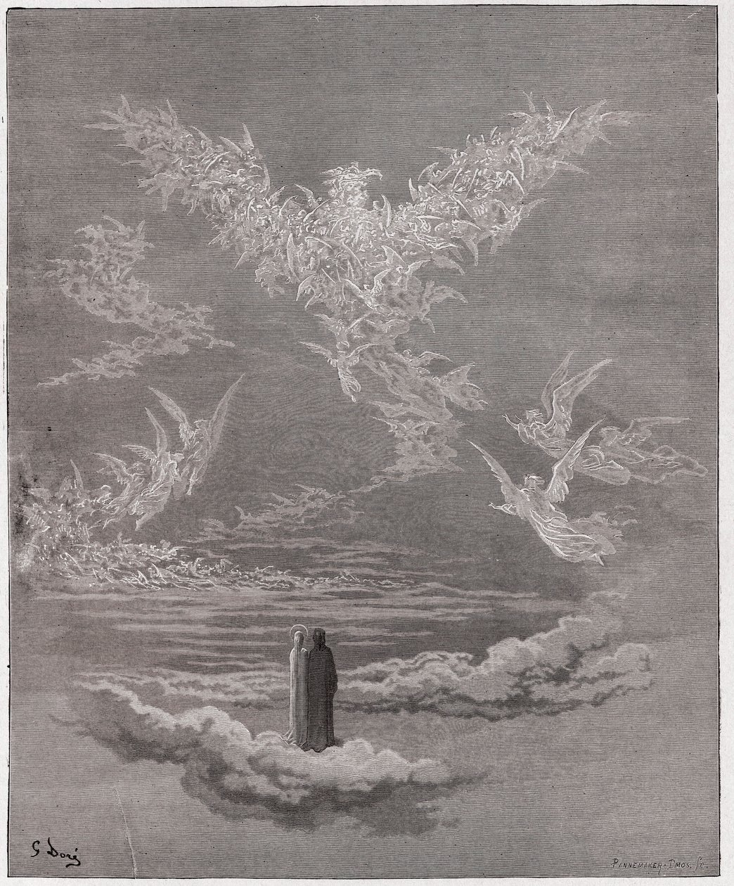 Az isteni színjáték (La Divina Commedia, La Divine Comedie), Paradiso, 19. ének: Az áldott lelkek sast formálnak az égen - Dante Alighieri (1265-1321) - Illusztráció: Gustave Dore (1832-1883) alkotó: Gustave Dore