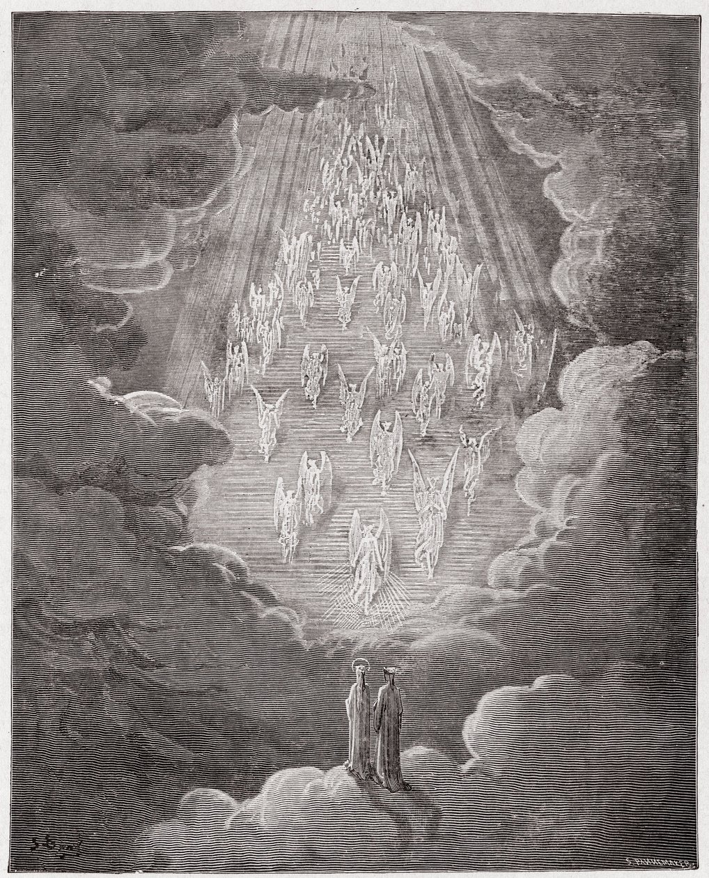 Az isteni színjáték (La Divina Commedia, La Divine Comedie), Paradiso, 21. ének: Beatrice és Dante a Szaturnusz szférájában - Dante Alighieri (1265-1321) - Illusztráció: Gustave Dore (1832-1883) alkotó: Gustave Dore
