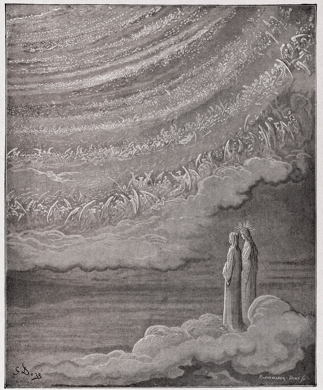 Az isteni színjáték (La Divina Commedia, La Divine Comedie), Paradiso, 28. ének: A menny tündöklő serege - Dante Alighieri (1265-1321) - Illusztráció: Gustave Dore (1832-1883) alkotó: Gustave Dore