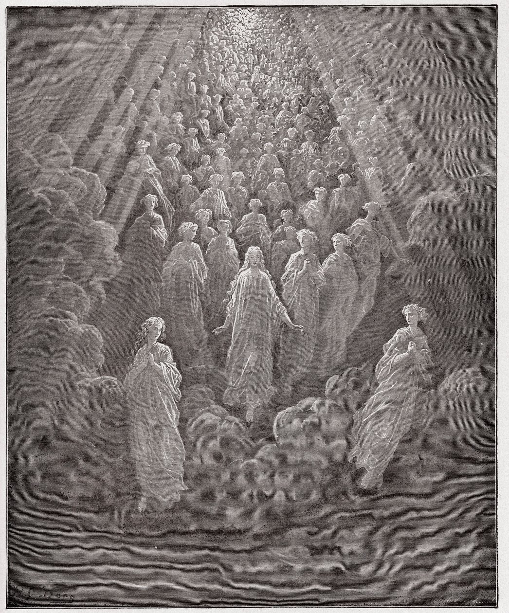 Az isteni színjáték (La Divina Commedia, La Divine Comedie), Paradiso, 5. ének: Számtalan izzó lélek serege a második birodalomban - Dante Alighieri (1265-1321) - Illusztráció: Gustave Dore (1832-1883) alkotó: Gustave Dore