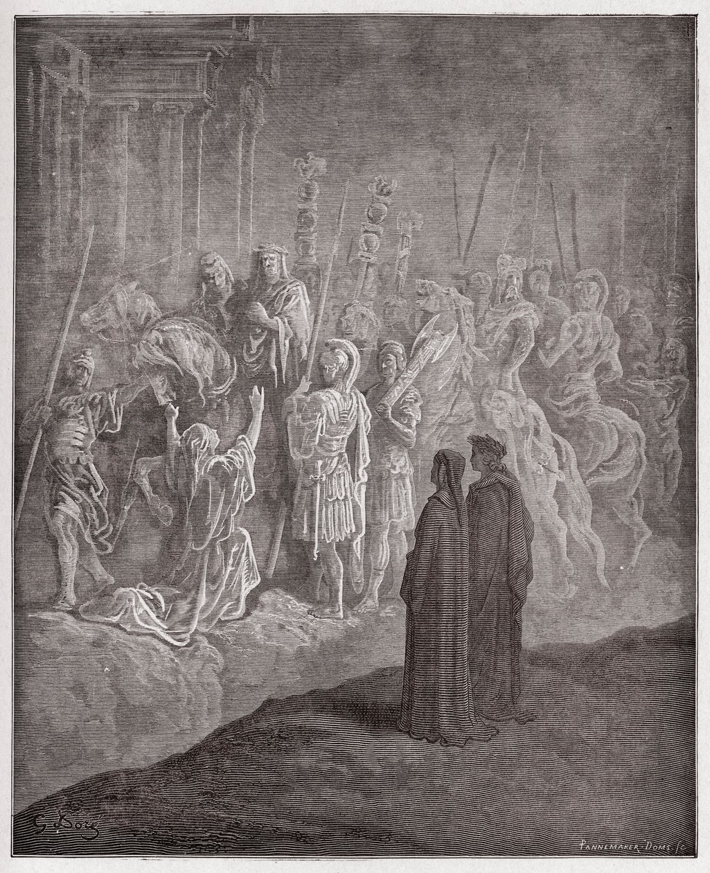 Az isteni színjáték (La Divina Commedia, La Divine Comedie), Purgatorio, 10. ének: A büszkeséget ábrázoló márványszobrok - Dante Alighieri (1265-1321) - Illusztráció: Gustave Dore (1832-1883) alkotó: Gustave Dore