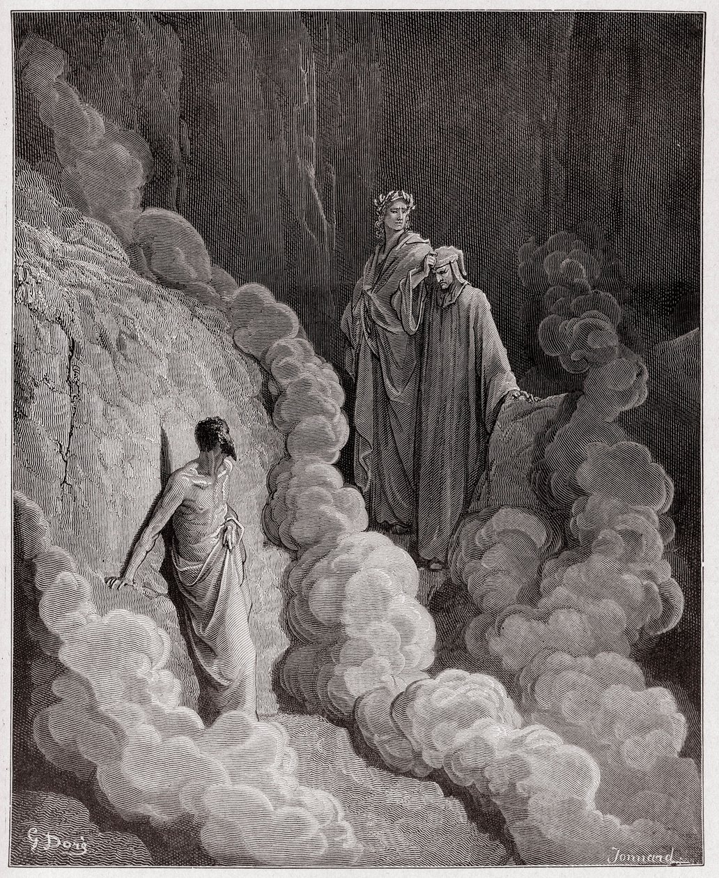 Az Isteni színjáték (La Divina Commedia, La Divine Comedie), Purgatorio, 16. ének: Dante Marco Lombardo lelkéhez beszél - Dante Alighieri (1265-1321) - Illusztráció: Gustave Dore (1832-1883) alkotó: Gustave Dore
