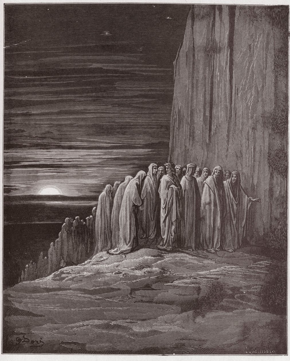 Az isteni színjáték (La Divina Commedia, La Divine Comedie), Purgatorio, 18. ének: A lajhárok sokasága - Dante Alighieri (1265-1321) - Illusztráció: Gustave Dore (1832-1883) alkotó: Gustave Dore