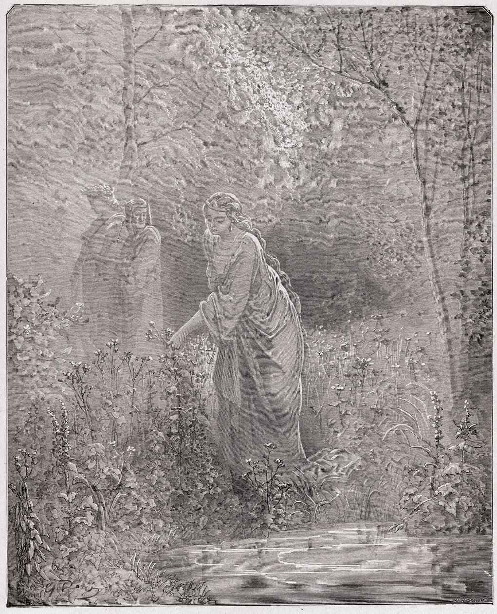 Az isteni színjáték (La Divina Commedia, La Divine Comedie), Purgatorio, 27. ének: Dant Leah álma a réten - Dante Alighieri (1265-1321) - Illusztráció: Gustave Dore (1832-1883) alkotó: Gustave Dore