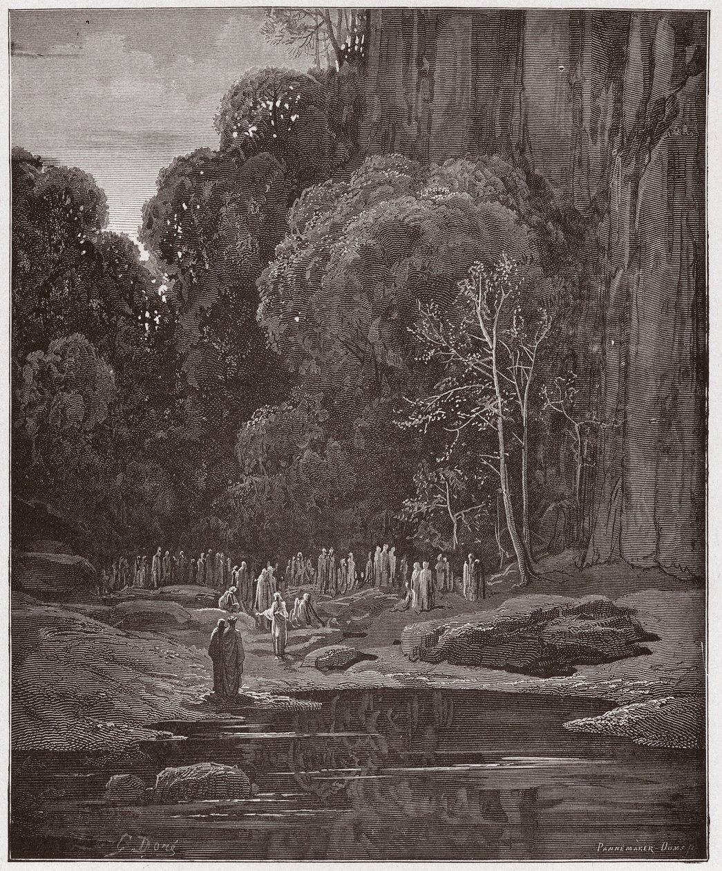 Az isteni színjáték (La Divina Commedia, La Divine Comedie), Purgatorio, 5. ének: A késői megtérők a Miserere-t éneklik - Dante Alighieri (1265-1321) - Illusztráció: Gustave Dore (1832-1883) alkotó: Gustave Dore