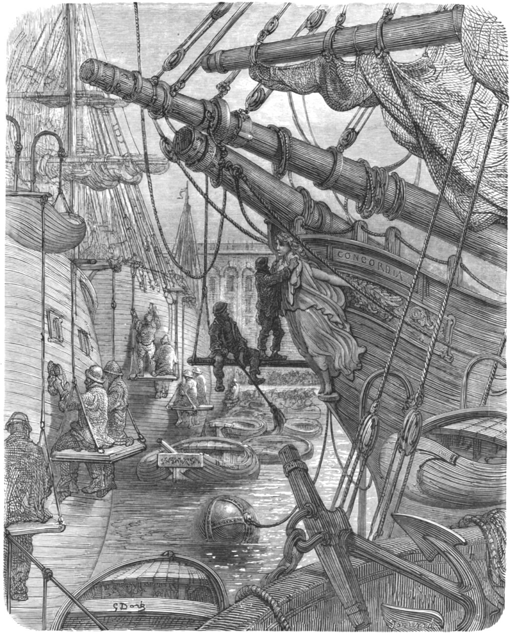 „The Docks – The Concordia”, 1872. alkotó: Gustave Dore