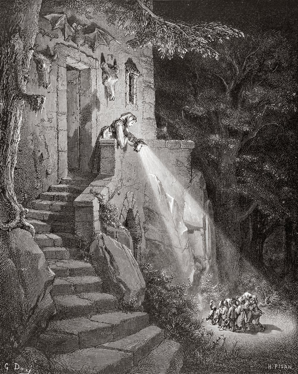 Az Ogre lakhelye, vésette: Heliodore Joseph Pisan (1822-90) 1868 körül alkotó: Gustave Dore