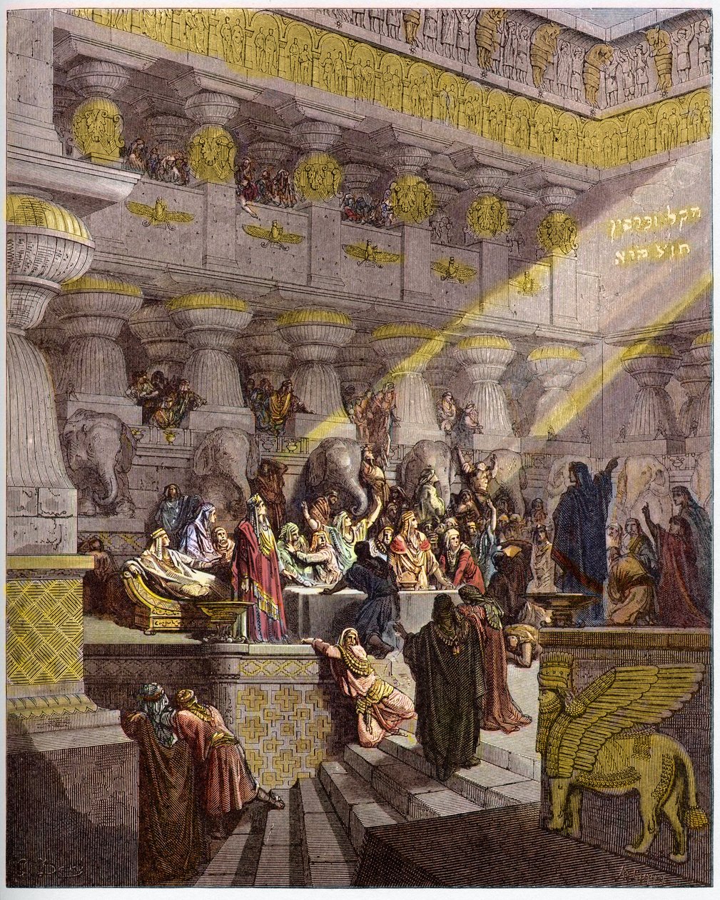 Baltazár ünnepe - Belsazár ünnepe - Belsazár ünnepe - Gustave Dore (1832-1883) "" The Bible Illustree"-be vésve - Metszet a "" A Dore Bibliából"" alkotó: Gustave Dore