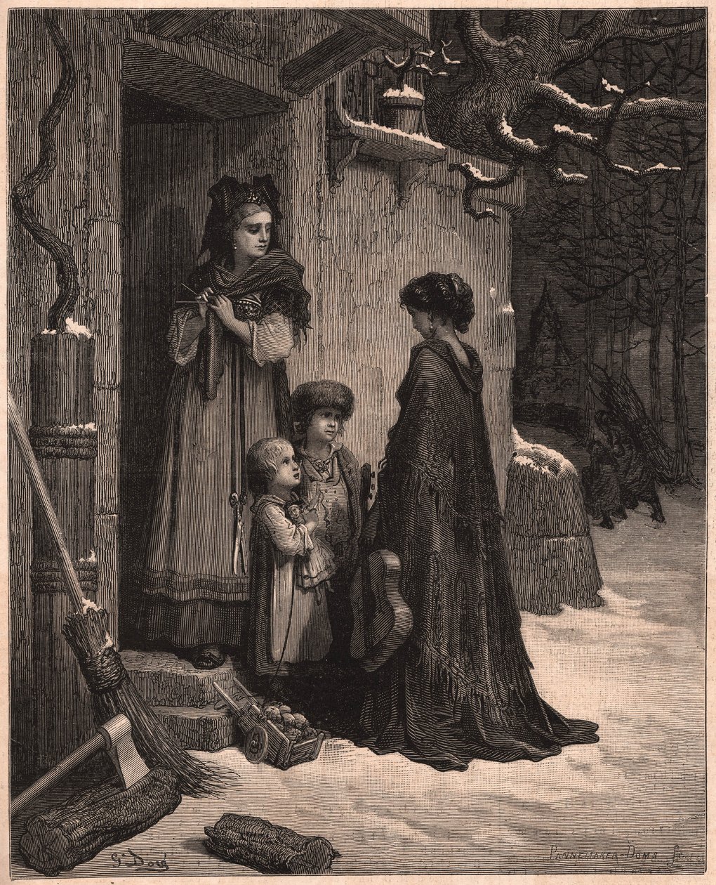 A szöcske és a hangya, illusztráció Jean de la Fontaine meséjéből alkotó: Gustave Dore