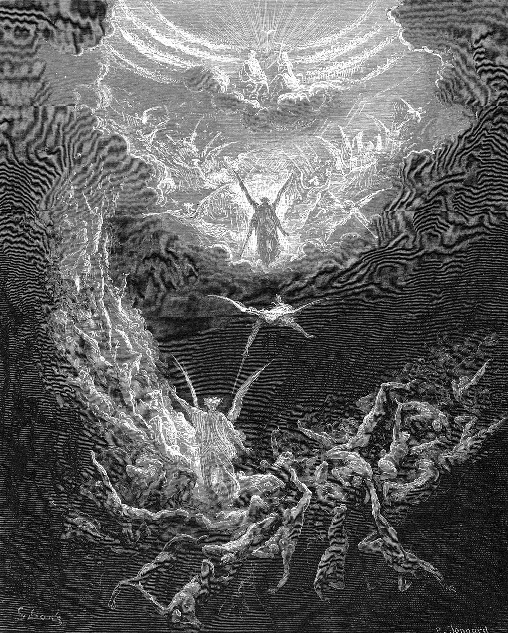The Last Judgement. Bible Book of Revelation 20:11. Illustration by Gustave Dore 1865-1866. Wood engraving alkotó: Gustave Dore