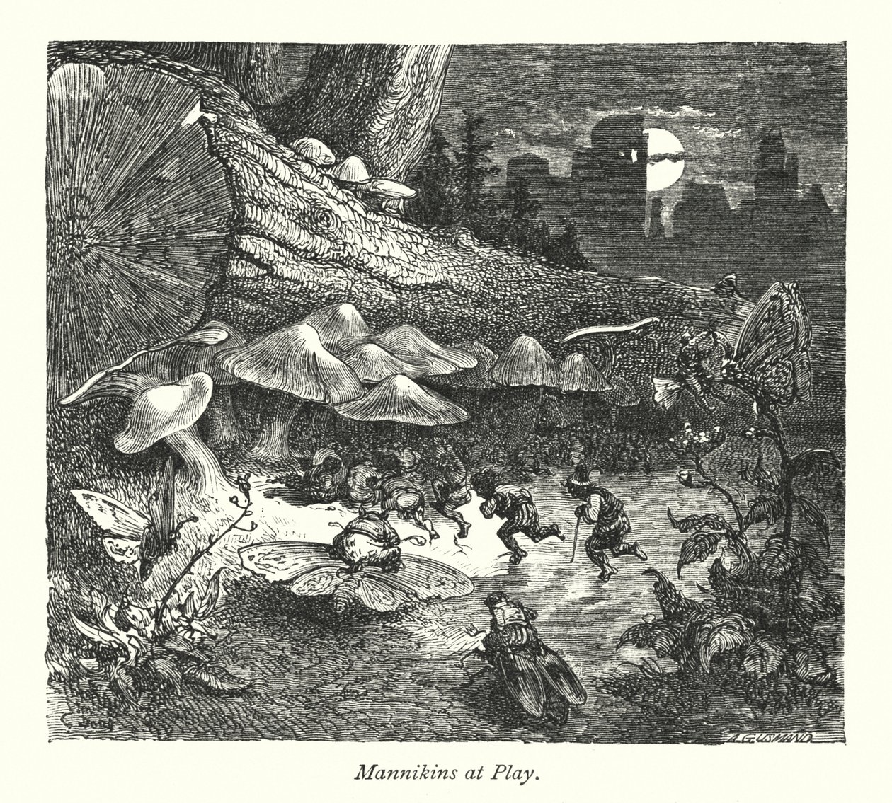 A Mannikinok kastélya (metszet) alkotó: Gustave Dore