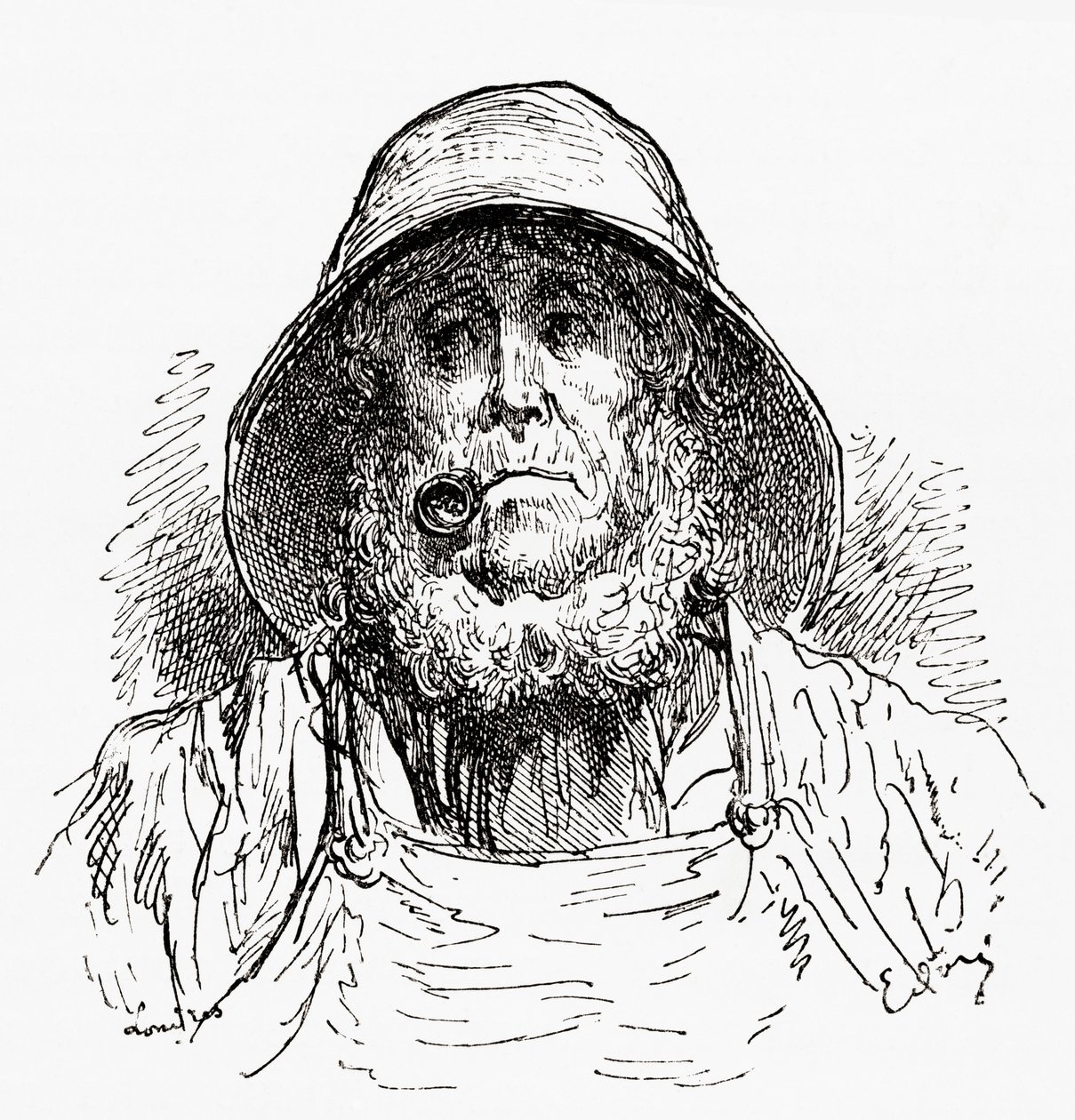 A marseille-i tengerész, Gustave Dore rajza után. A Gustave Dore élete és emlékei című, 1885-ben megjelent kötetből. alkotó: Gustave Dore