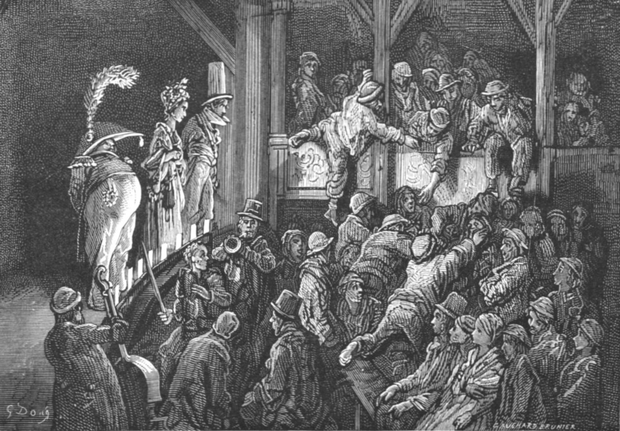 "The Penny Gaff", 1872. alkotó: Gustave Dore