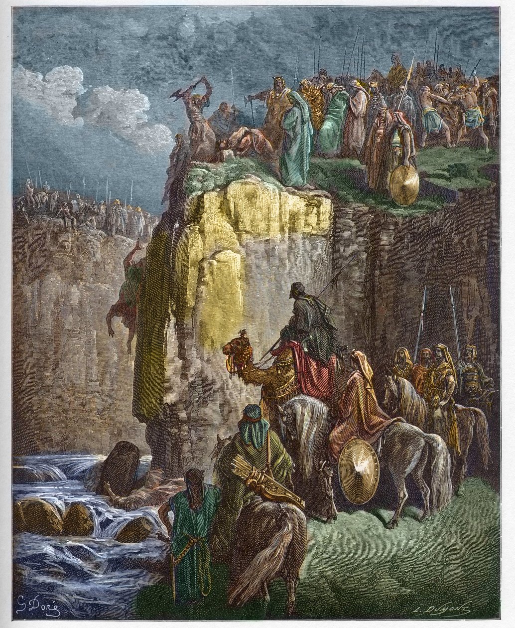 A Baal prófétáinak lemészárlása – Illés próféta a Baal papjait készíti – Gustave Dore (1832-1883) „Biblia illustree”-be vésve – Metszet a „Dore Bibliából”” alkotó: Gustave Dore