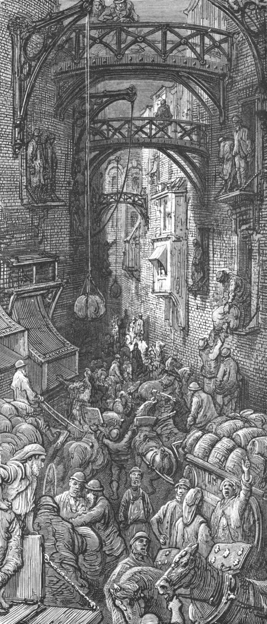 "Az üzlet hulláma a városban", 1872. alkotó: Gustave Dore
