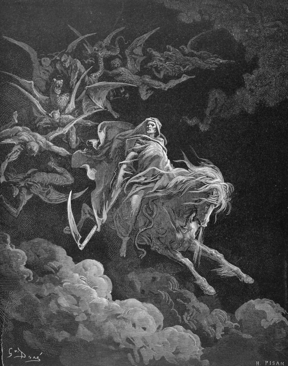 A Halál látomása, vésette: Heliodore Joseph Pisan (1822-90) 1868 körül alkotó: Gustave Dore