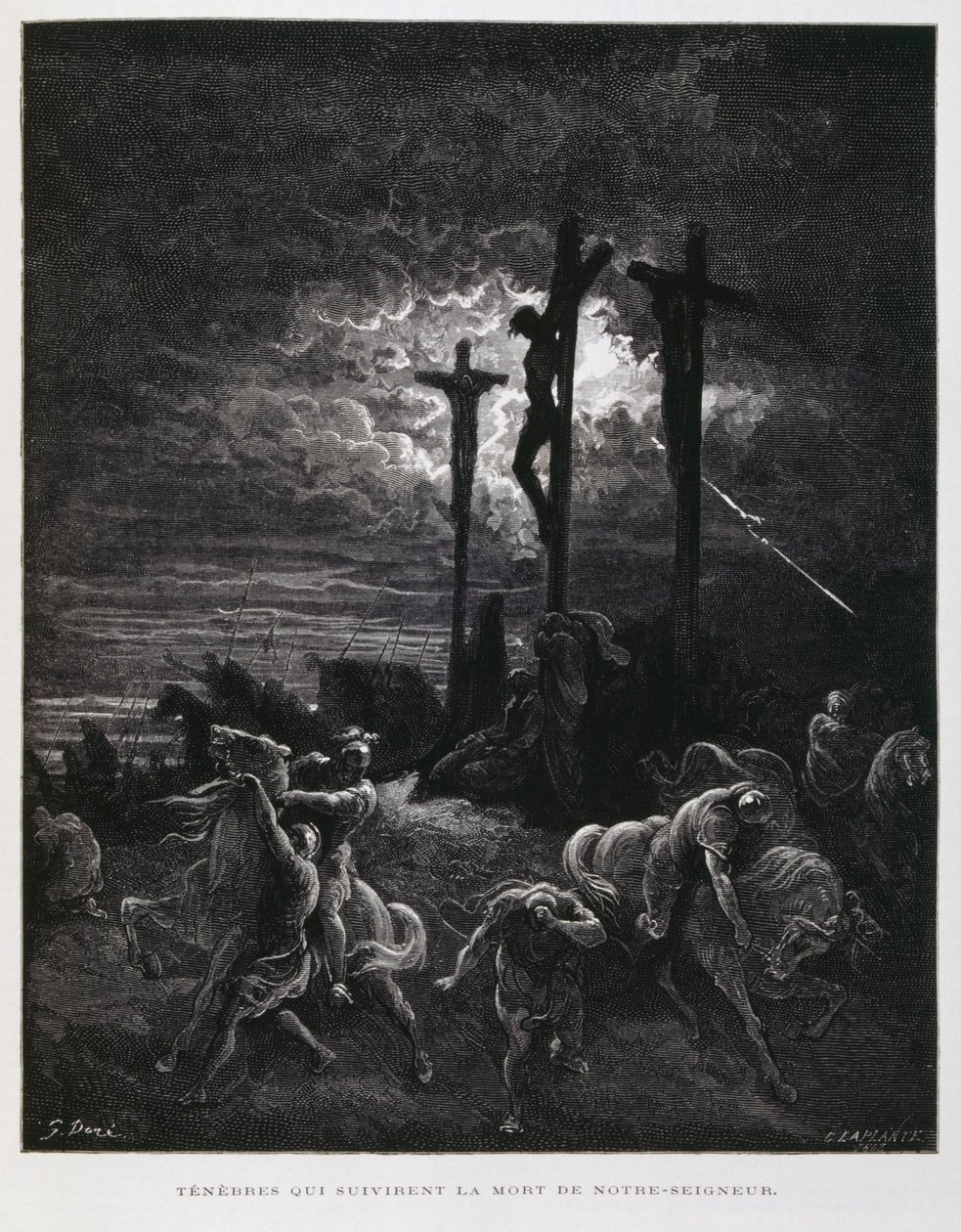 Krisztus keresztre feszítése, illusztráció a Dore Bibliából alkotó: Gustave Dore