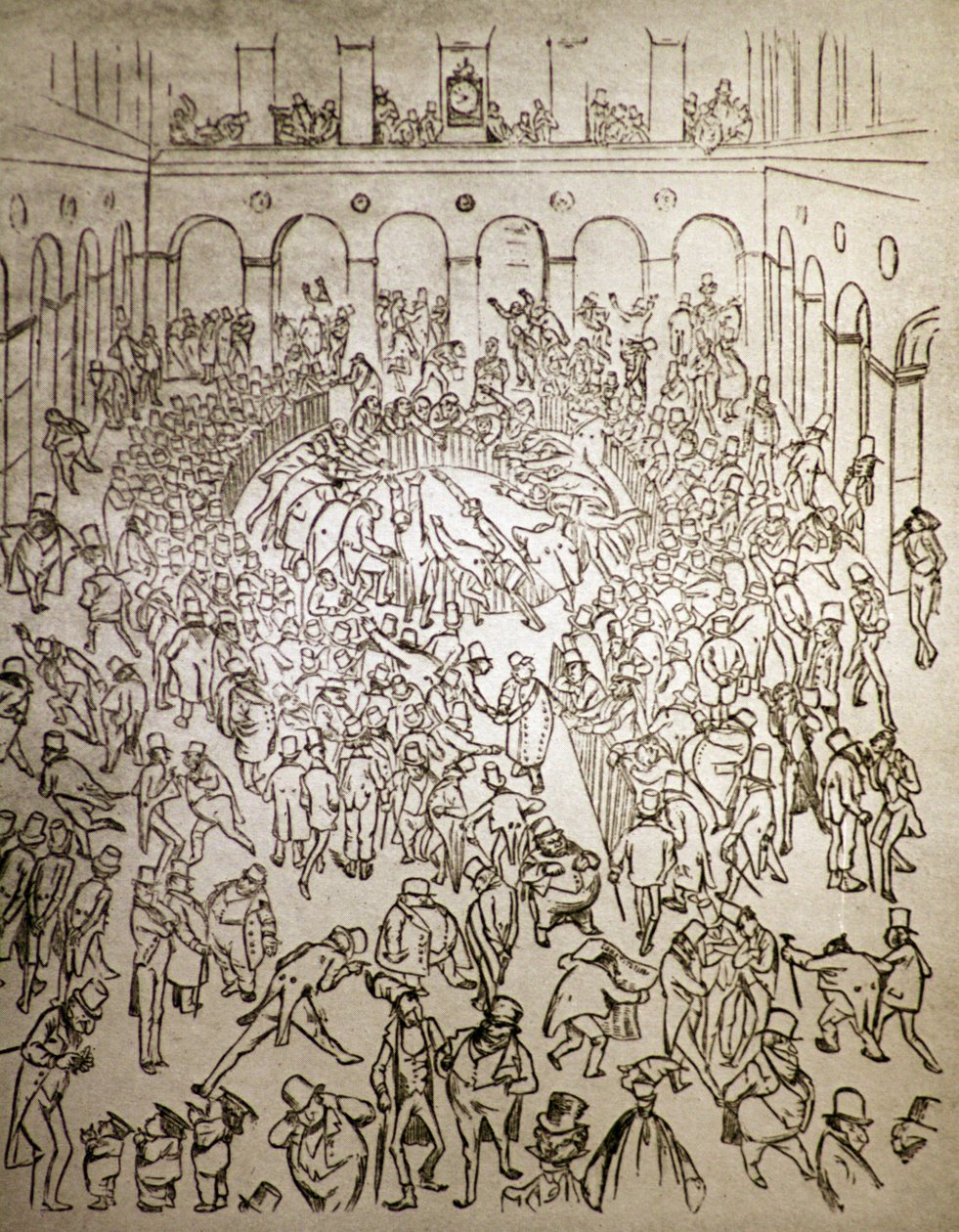 A párizsi tőzsde őrjöngő kapitalista világa, Gustave Dore alkotó: Gustave Dore