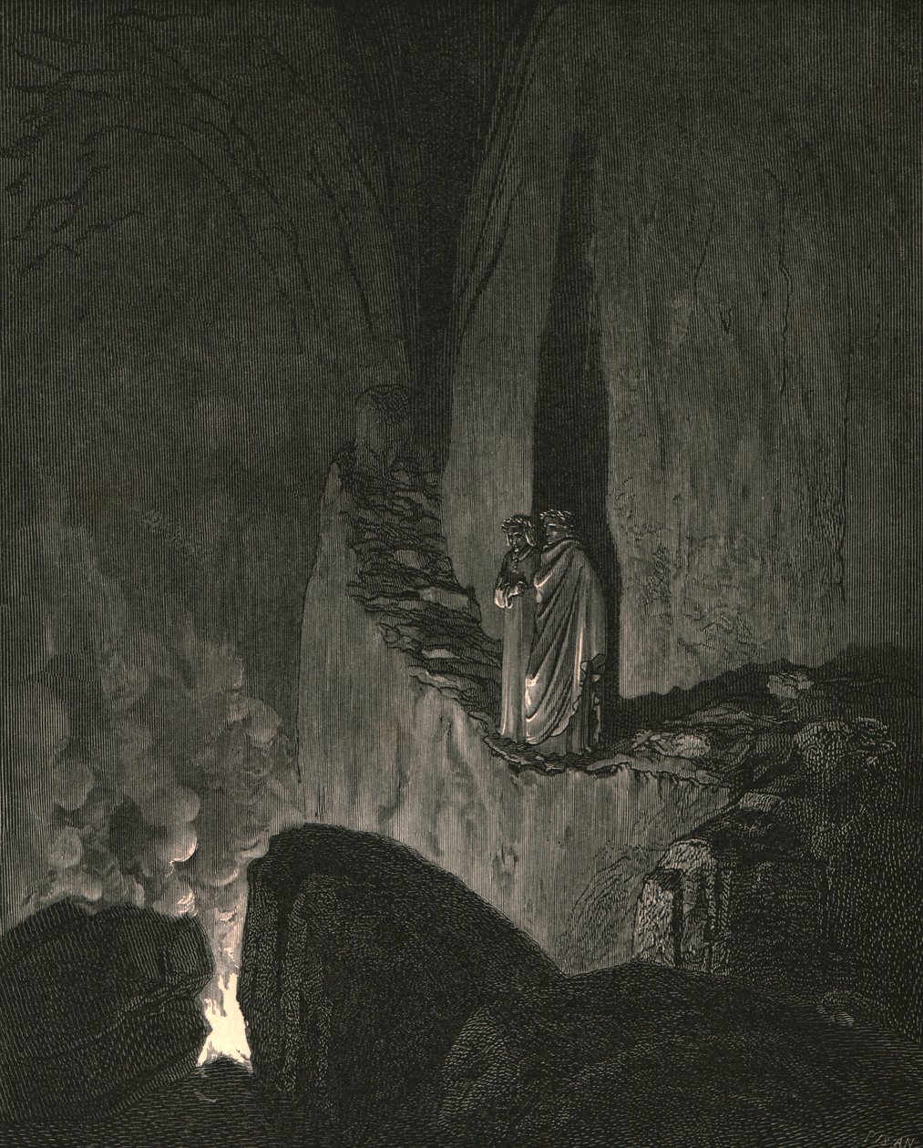 A kalauz, aki megjelölte, hogyan nézek figyelmesen, így kezdte, 1890. alkotó: Gustave Dore