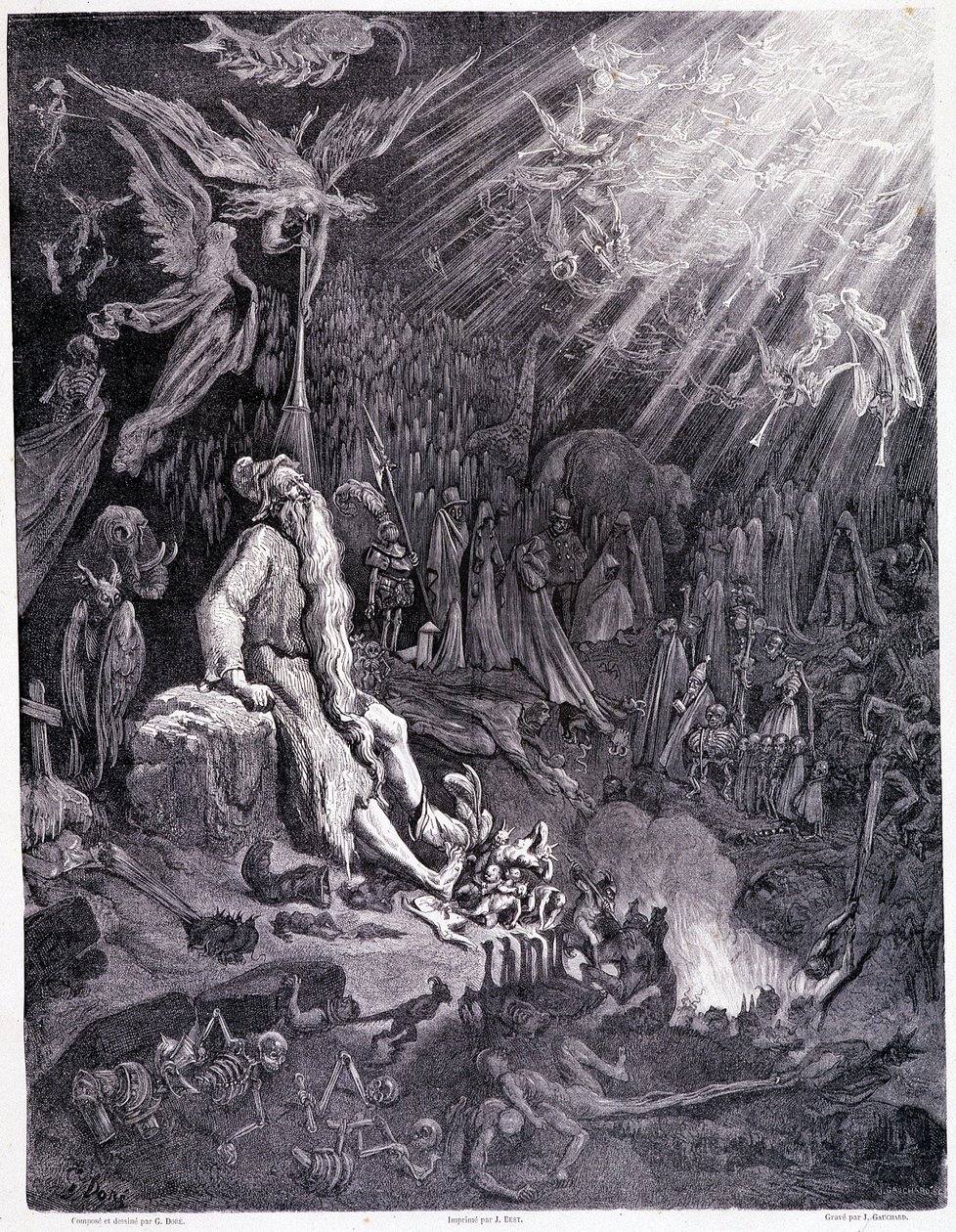 Az utolsó ítélet véget vet kínjainak... XII. tábla – Gustave Dore (1832-1883) illusztrációja, a La legende du jeif vándorláshoz, Pierre Dupont, kiadás Librairie du magasin festői, Párizs 1862 alkotó: Gustave Dore