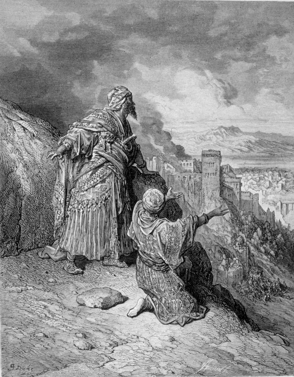 Az utolsó arab király a katolikusok 1492-es ostroma után hagyta el Granadát. Gustave Doré metszet alkotó: Gustave Dore