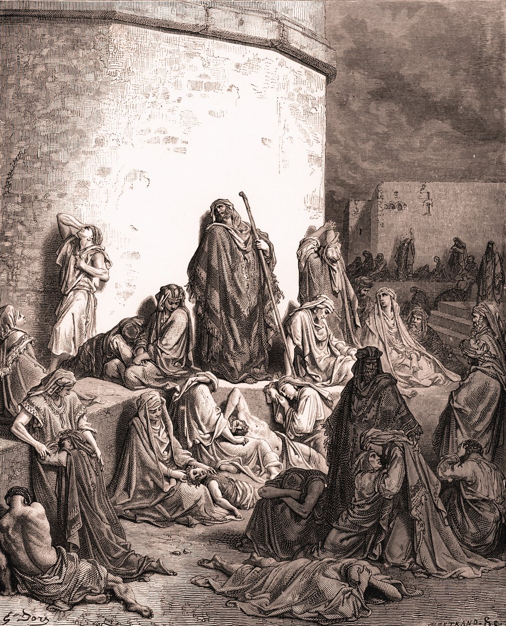 A nép gyászolja Jeruzsálemet, Gustave Doré. - Biblia alkotó: Gustave Dore