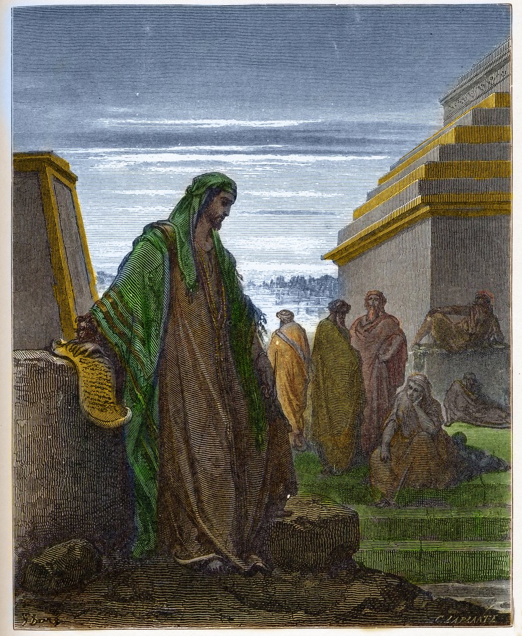 Dániel próféta - - metszet Gustave Dore (1832-1883) „The Bible illustree”-be - Metszet „A Dore Bibliából” alkotó: Gustave Dore