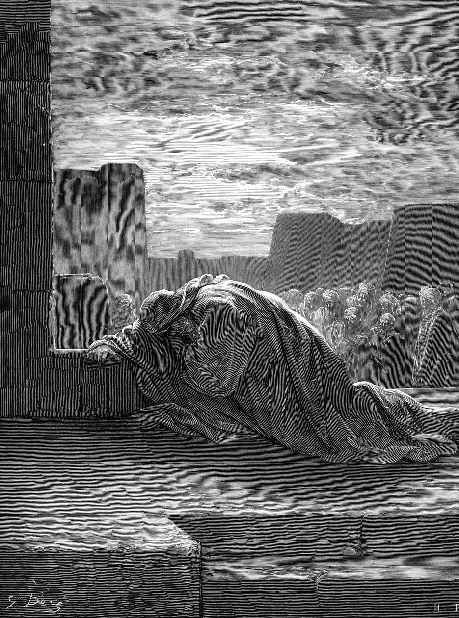 Ezra próféta imádkozik, Gustave Doré. - Biblia alkotó: Gustave Dore