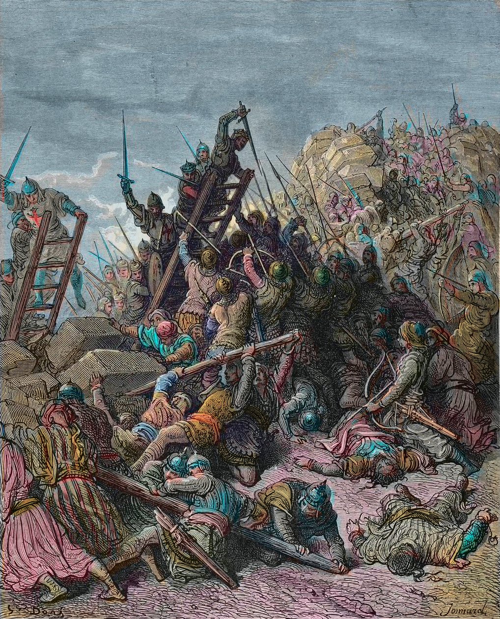 Ptolemais ostroma a harmadik keresztes hadjárat során 1189 - Gustave Dore metszete Joseph-Francois Michaud A keresztes hadjáratok történetéből - Le siege de Saint Jean d