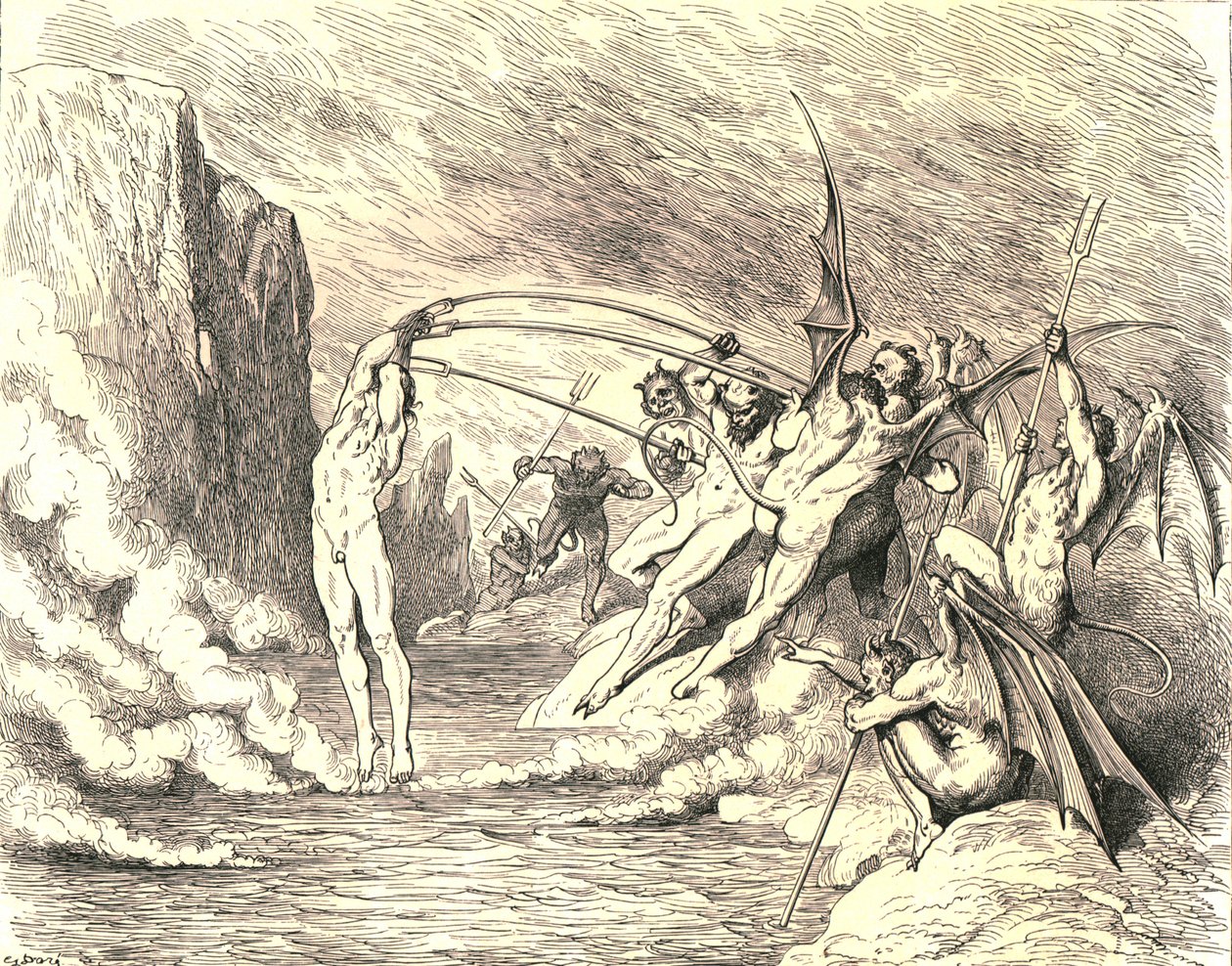 Ez azt mondta, több mint száz horoggal markolták meg, c1890. alkotó: Gustave Dore