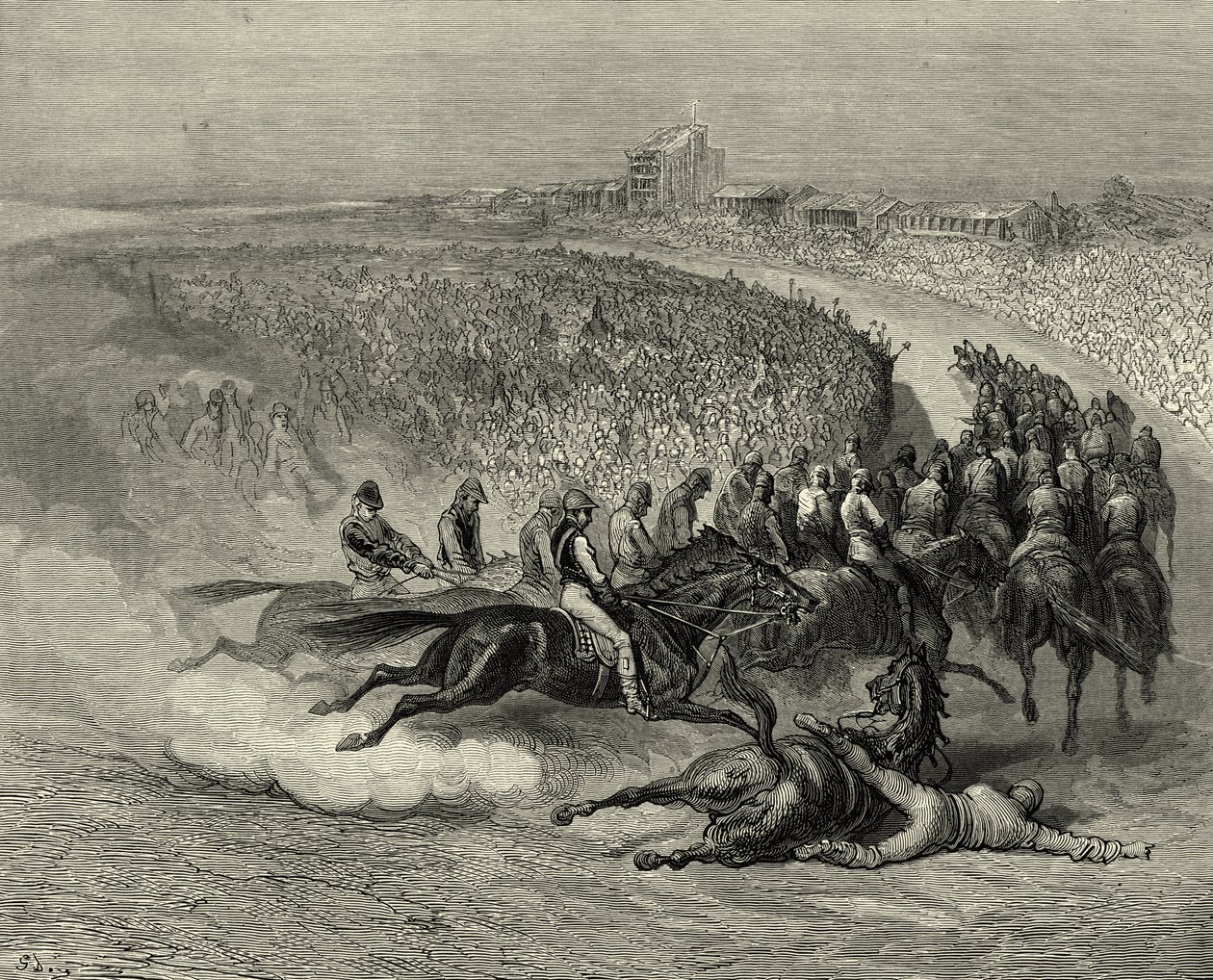 Victorian Derby a Tattenham sarkán alkotó: Gustave Dore