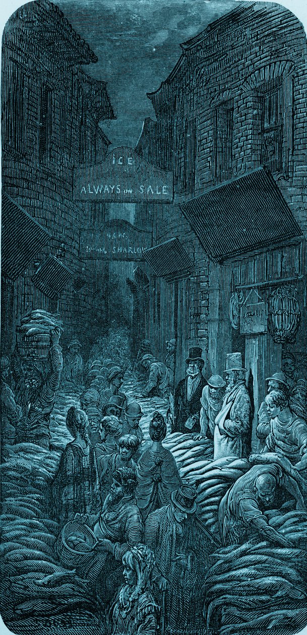 Viktoriánus halpiaci metszet, Gustave Doré alkotó: Gustave Dore