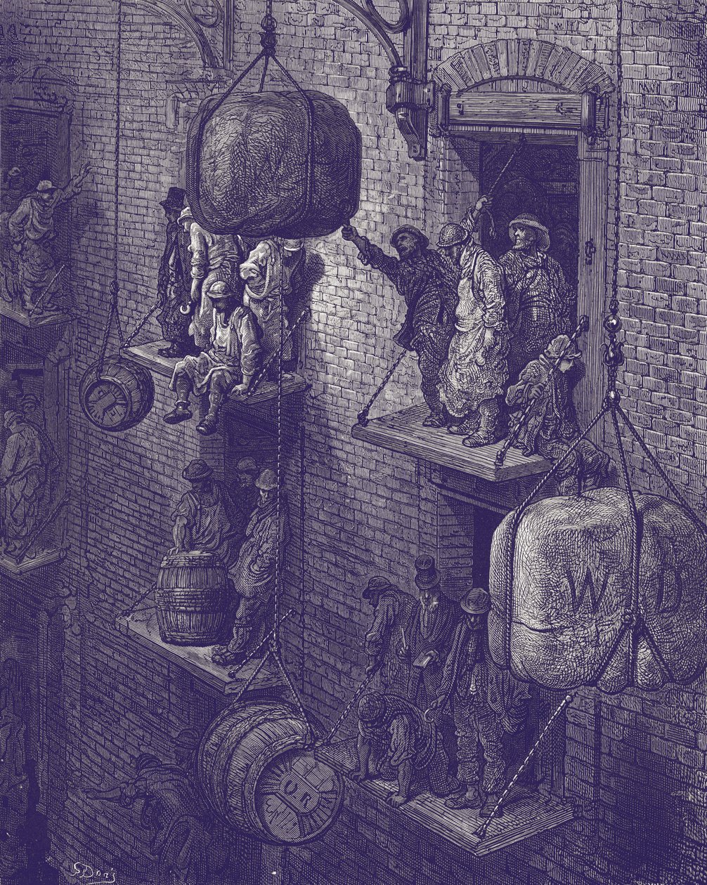 Viktoriánus londoni raktár alkotó: Gustave Dore