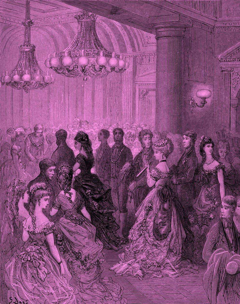 Viktoriánus bál a Mansion House-ban, London, Gustave Doré metszet alkotó: Gustave Dore