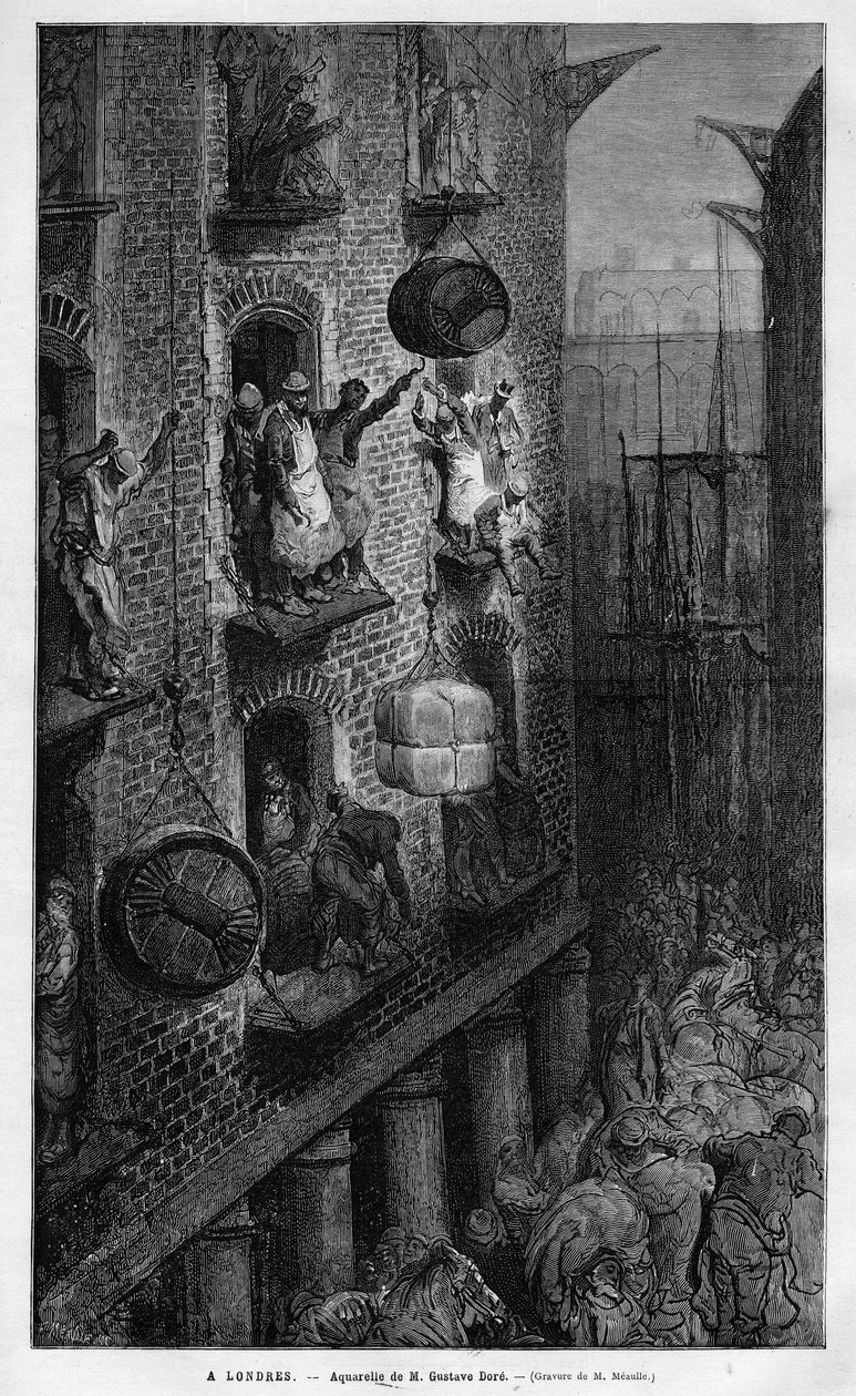 Látvány a londoni életről. Gustave Dore rajza. Metszet a „” Le Monde illustrious””-ban 1883. Magángyűjtemény. alkotó: Gustave Dore