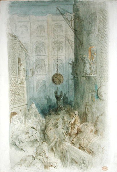 Raktárak, London (toll és tinta és akvarell papíron) alkotó: Gustave Dore