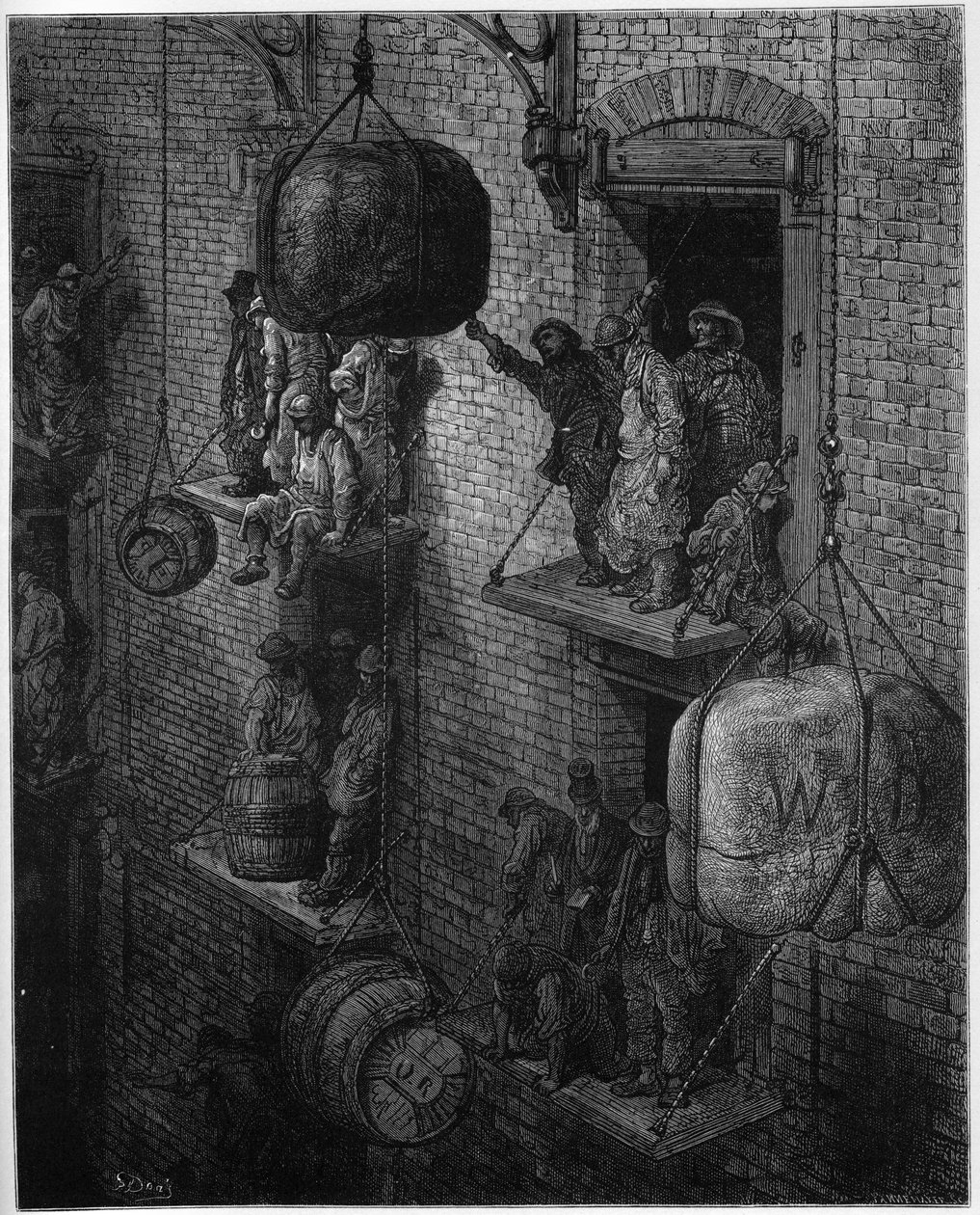 Raktározás a városban - a "London, a zarándoklat"-ból, írta William Blanchard Jerrold (1826-94) - Gustave Dore illusztrációi - 1872 - alkotó: Gustave Dore
