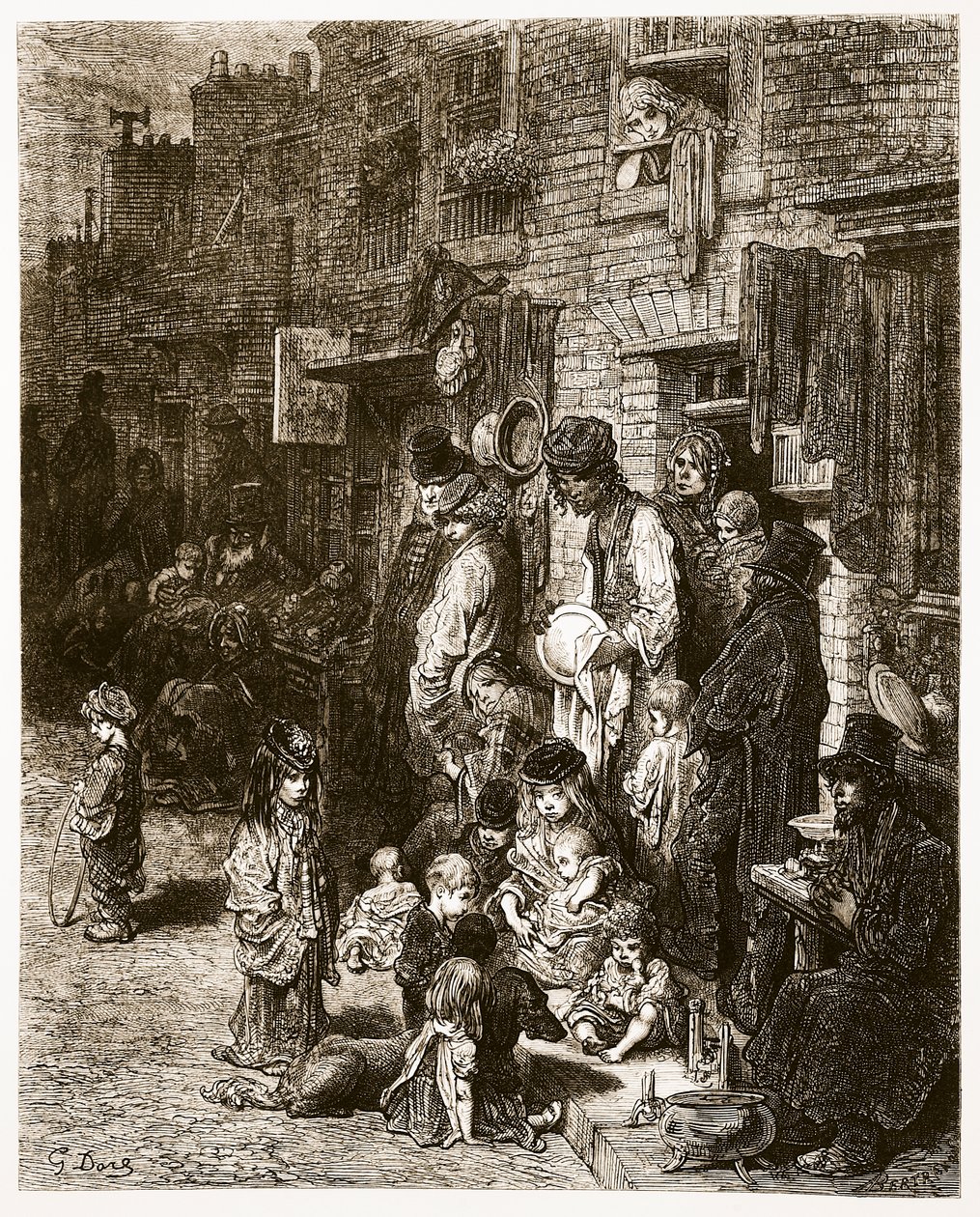 Wentworth Street – Whitechapel, a „London, a Pilgrimage”-ből, írta William Blanchard Jerrold (1826-84) és metszett A. Bertrand, kocsma. 1872 (metszet) alkotó: Gustave Dore
