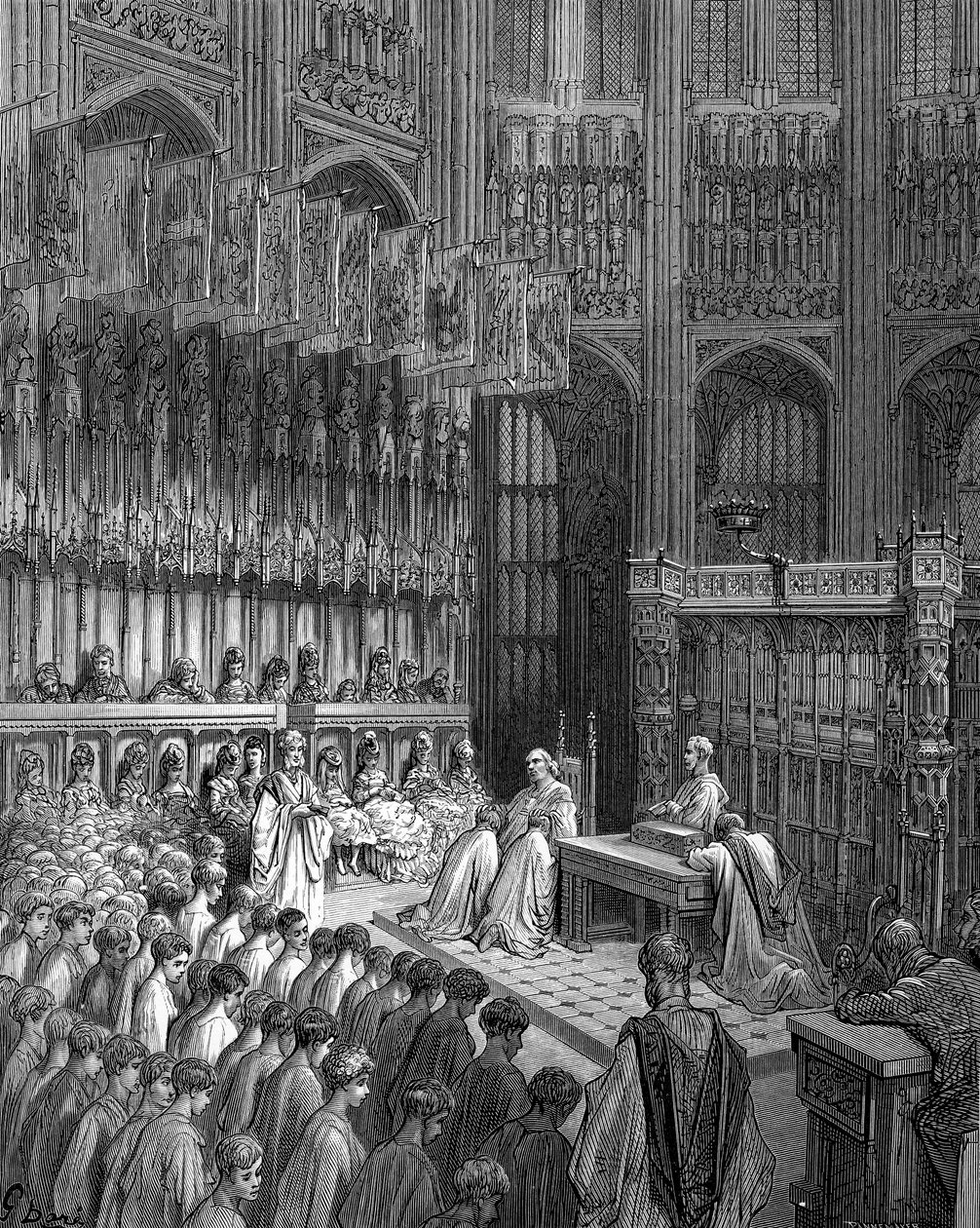 Westminster Abbey – Doré a Westminster Boys megerősítése alkotó: Gustave Dore
