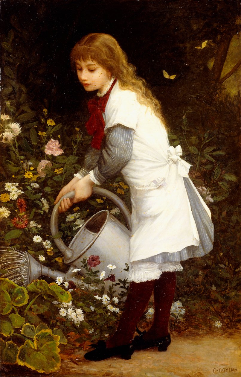 Fiatal lány a kertben alkotó: Gustave Doyen