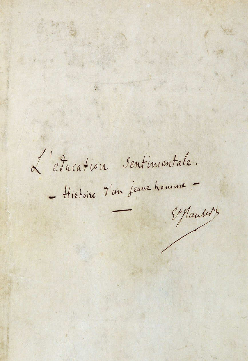 Szentimentális nevelés (egy fiatalember története): Gustave Flaubert regénye kéziratának első oldala, szerzői aláírás - BHVP, Párizs alkotó: Gustave Flaubert