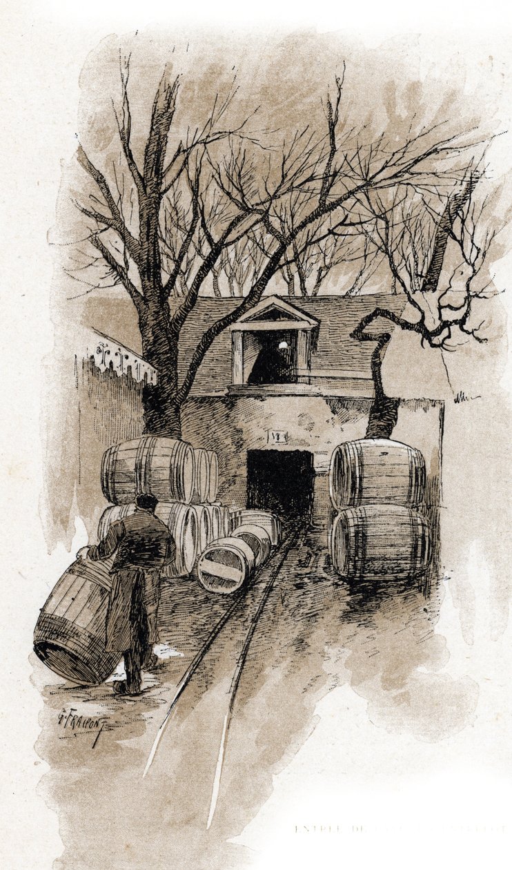 A Bercy-raktárak pincéjének bejárata, Párizs Gustave Fraipont (1849-1923) rajza Saint-Juirs „La seine a travers Paris” című művéből rajzol alkotó: Gustave Fraipont