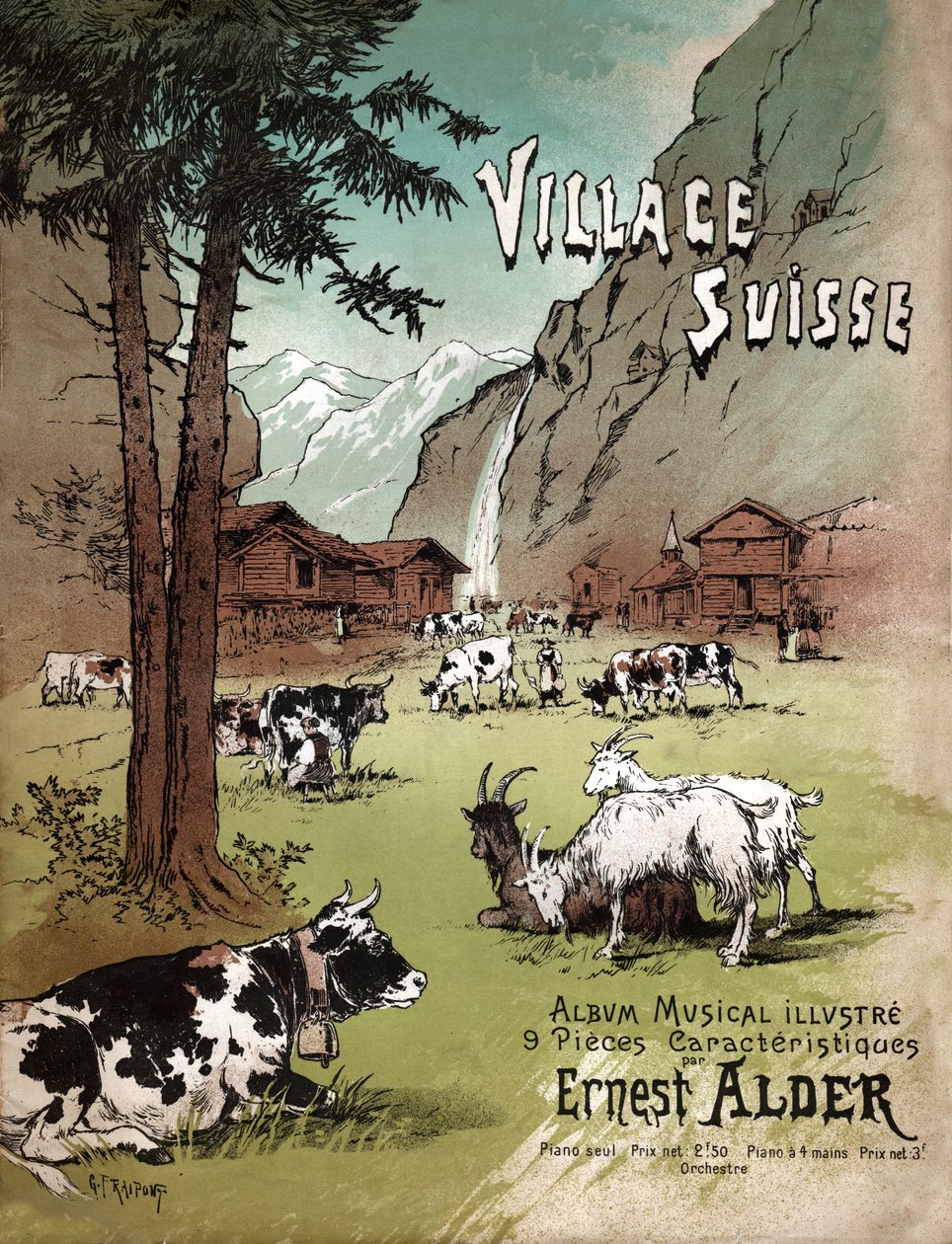 Farm Svájcban. (metszet, kb. 1910) alkotó: Gustave Fraipont