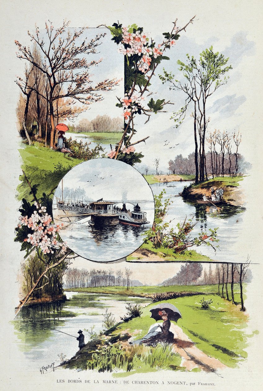A Marne széle: Charentontól Nogentig 1887-ben. Illusztráció: Gustave Fraipont (1849-1923) 1887-es metszet a „” Paris-Illustrous Journal hetilapban”. alkotó: Gustave Fraipont