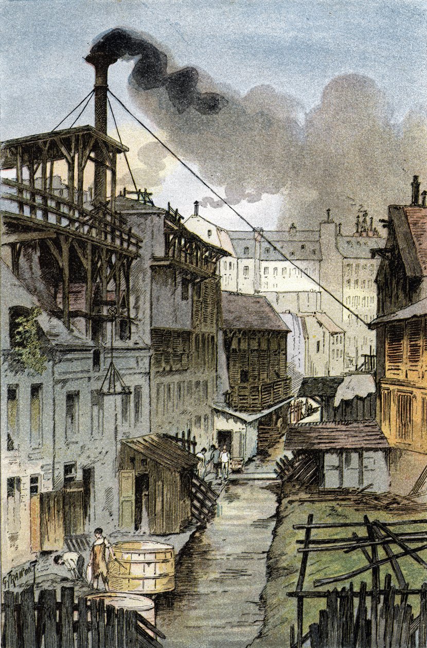 Kilátás a Bievre folyóra a Port Royal körútról, Párizs Gustave Fraipont (1849-1923) rajza Saint-Juirs „La seine a travers Paris” című rajzából alkotó: Gustave Fraipont