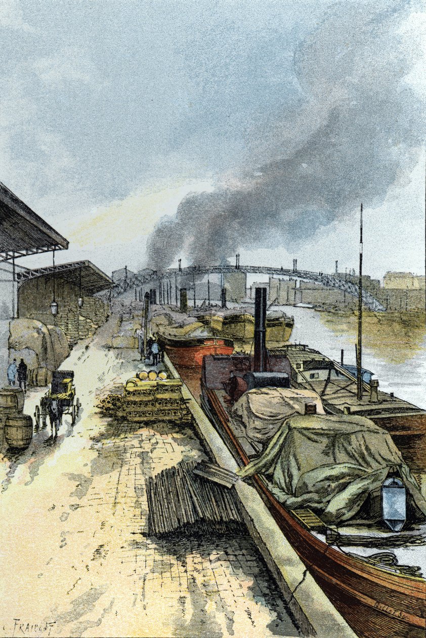 Kilátás a párizsi Canal de la Villette-re Gustave Fraipont (1849-1923) rajza Saint-Juirs-ból alkotó: Gustave Fraipont