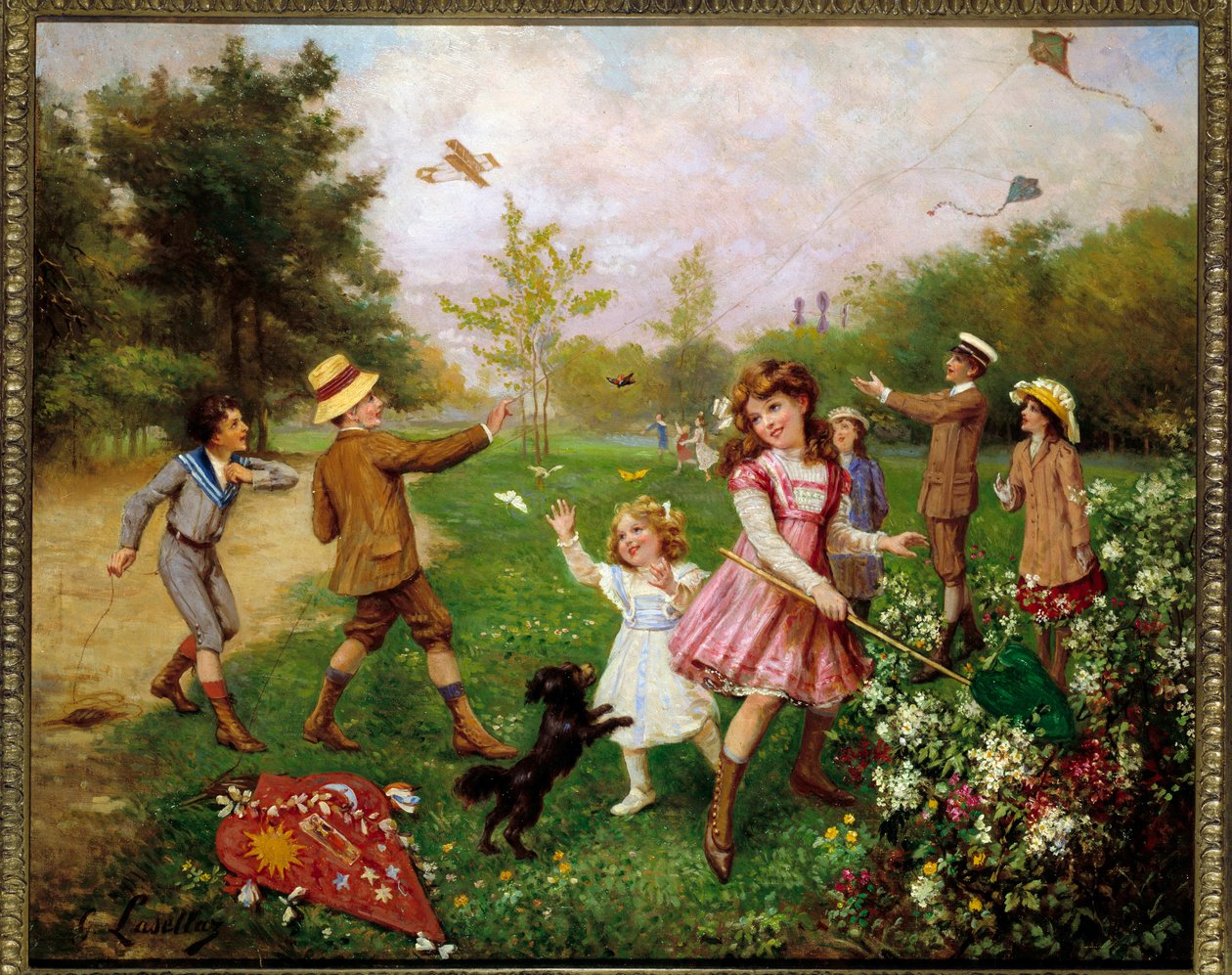 A pillangóvadászat. Gustave Francois Lasellaz (1848-1910) festménye alkotó: Gustave Francois Lasellaz