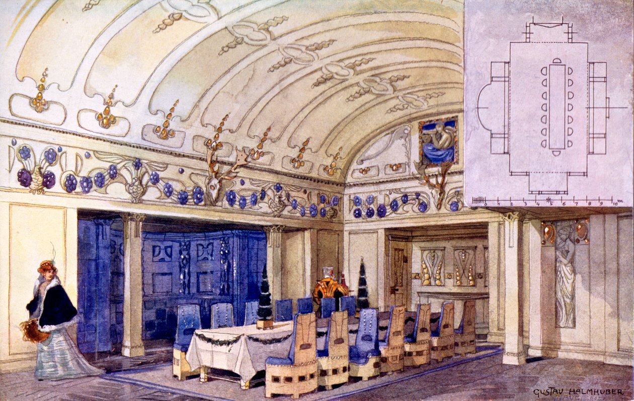 Német ebédlő, XX. század eleje (wc papíron) alkotó: Gustave Halmhuber