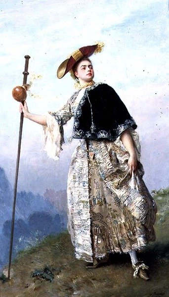 A divatos nő (panel) alkotó: Gustave Jacquet